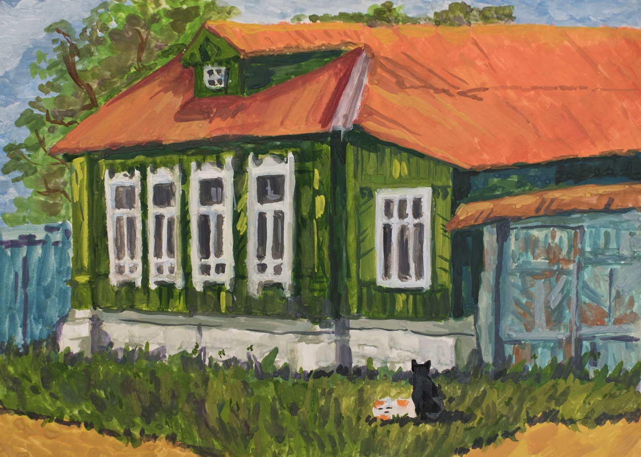 Лето рисунок село городского типа Линда дом 52 в 2021 году